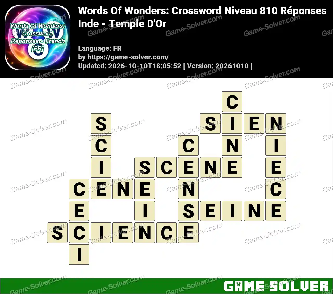 Words Of Wonders: Crossword Niveau 810 Réponses – Inde – Temple D’Or